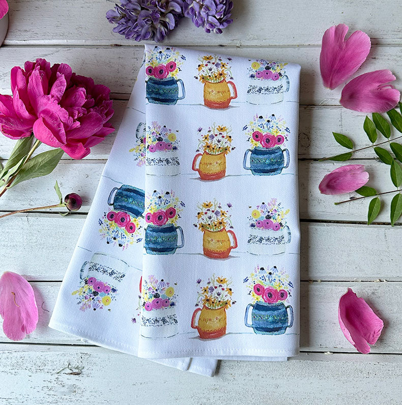 Cut Flowers Cotton Tea Towel