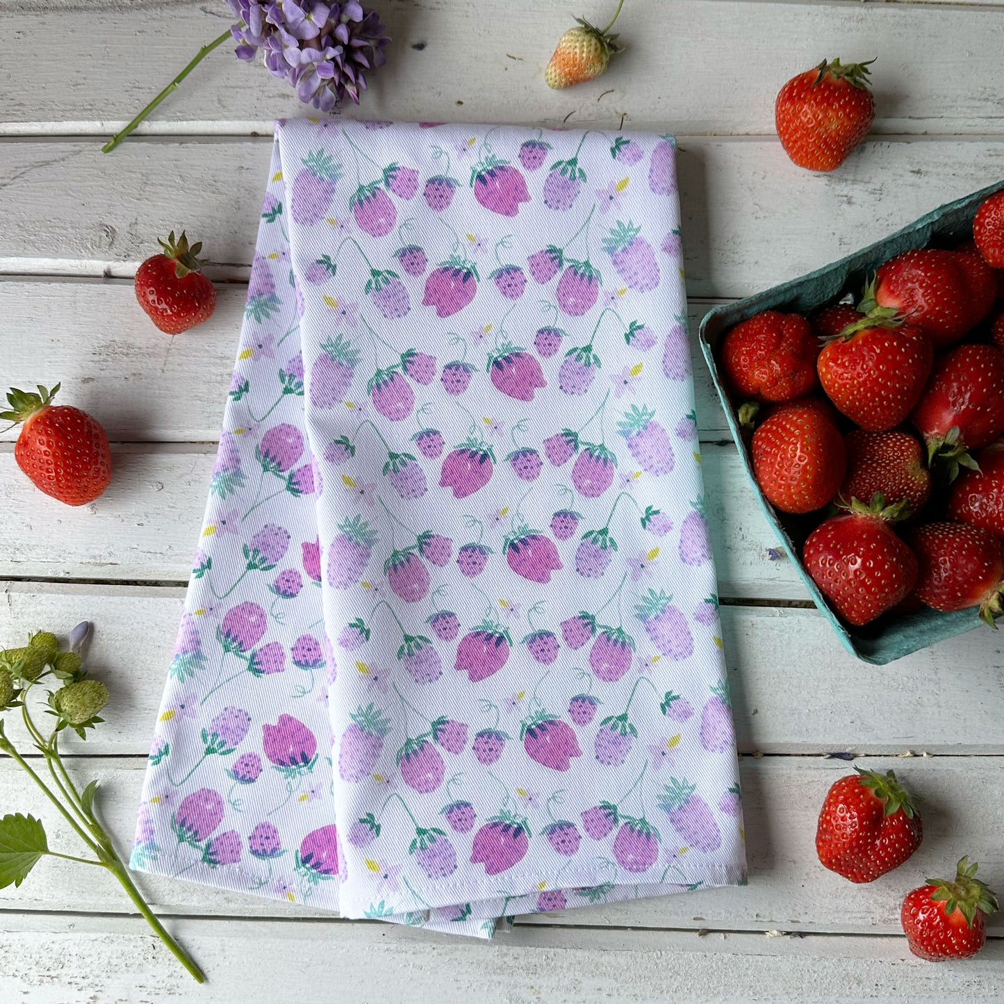 Strawberry Patch Cotton Tea Towel