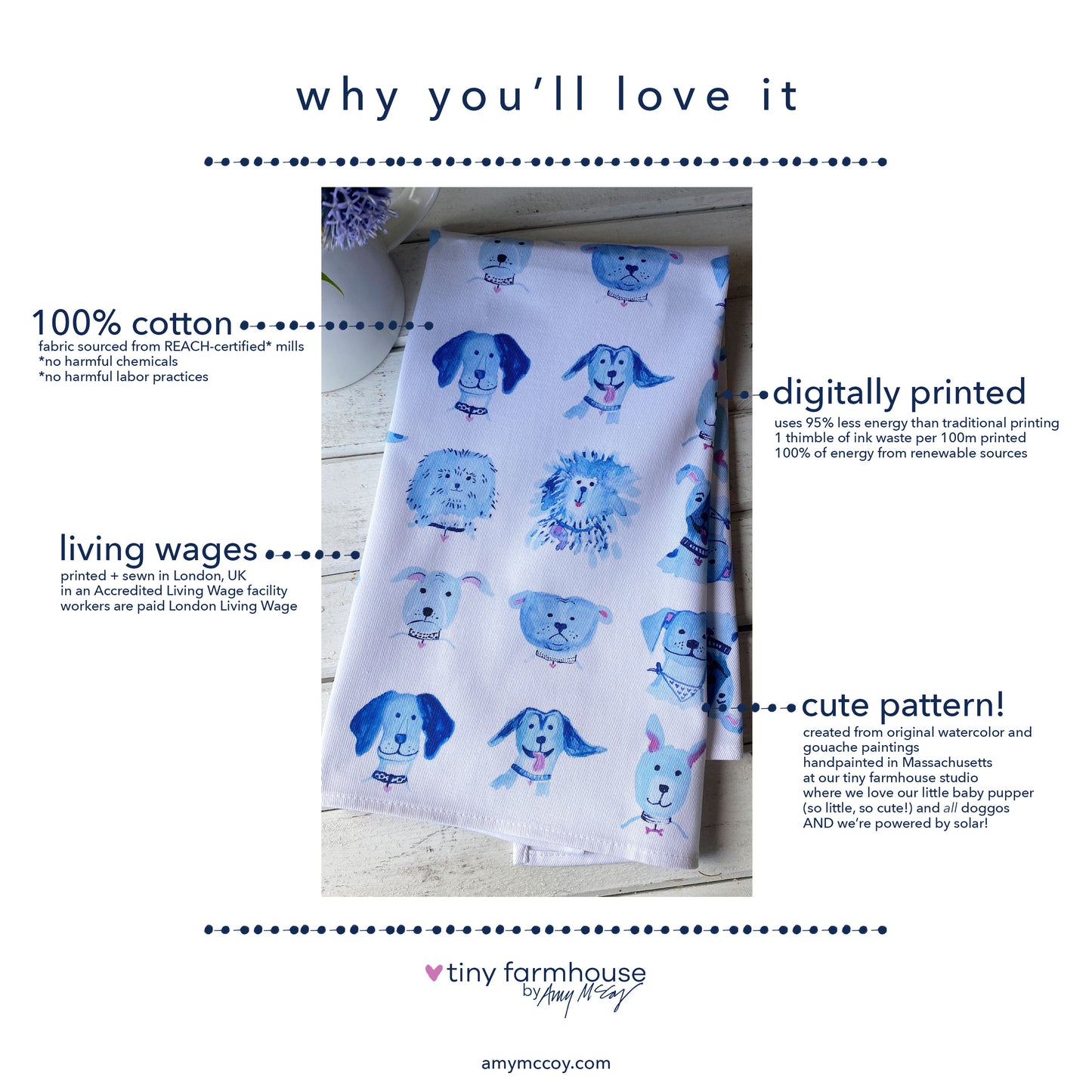Yappy Dogs Cotton Tea Towel