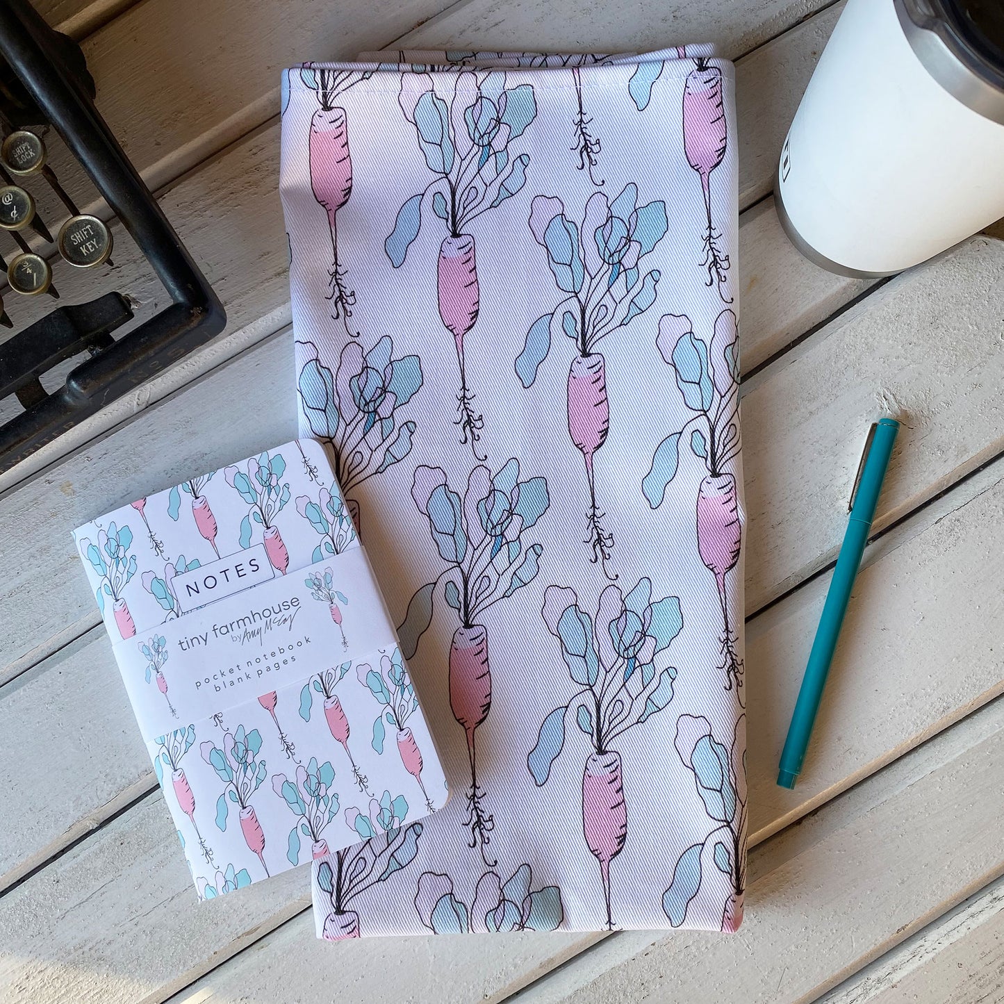 French Breakfast Radish Tea Towel - tiny farmhouse by Amy McCoy
