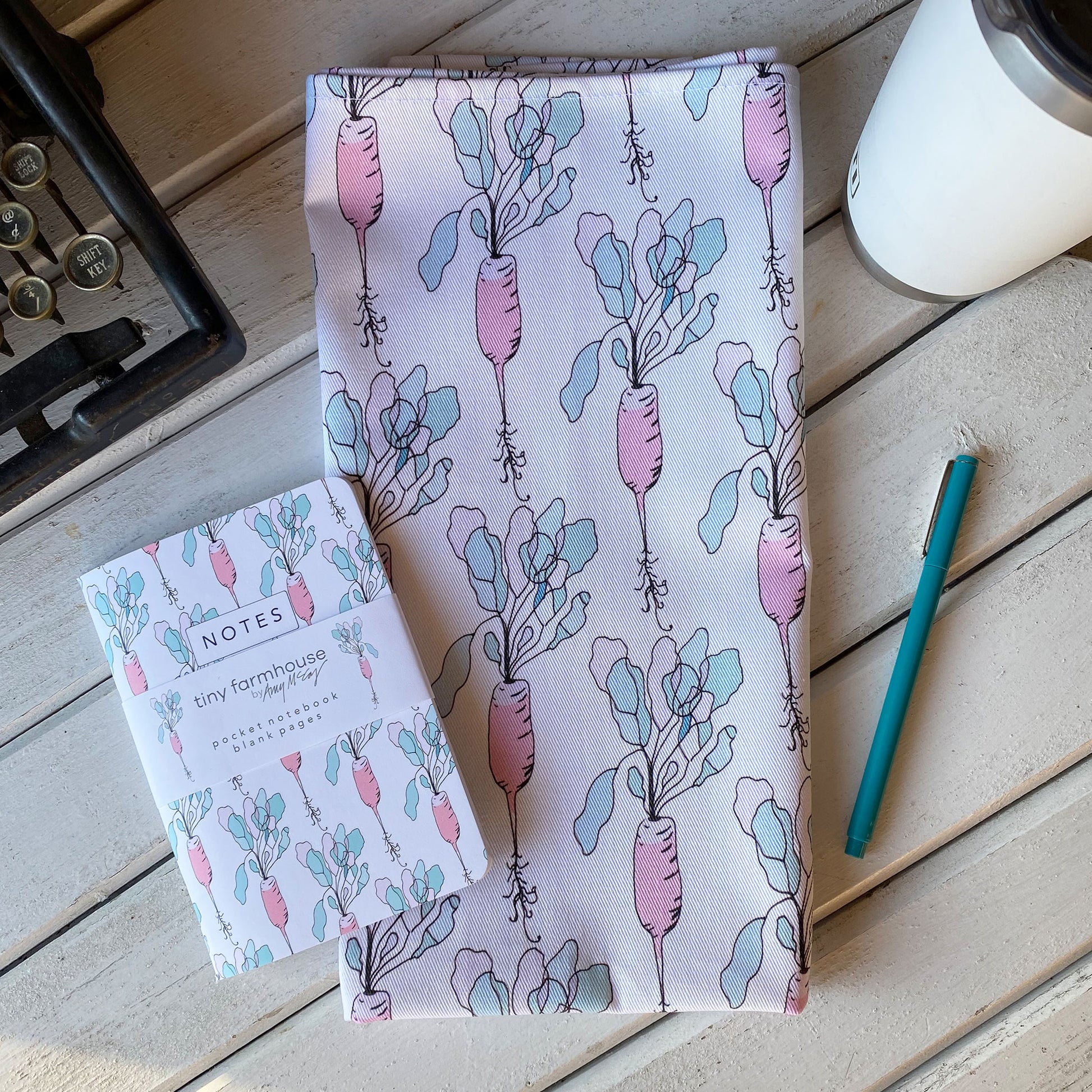 French Breakfast Radish Tea Towel - tiny farmhouse by Amy McCoy