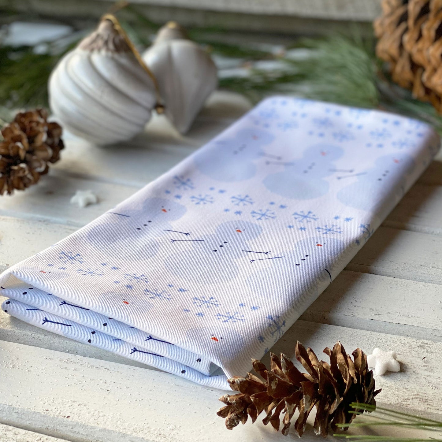 Let It Snowman Tea Towel - tiny farmhouse by Amy McCoy