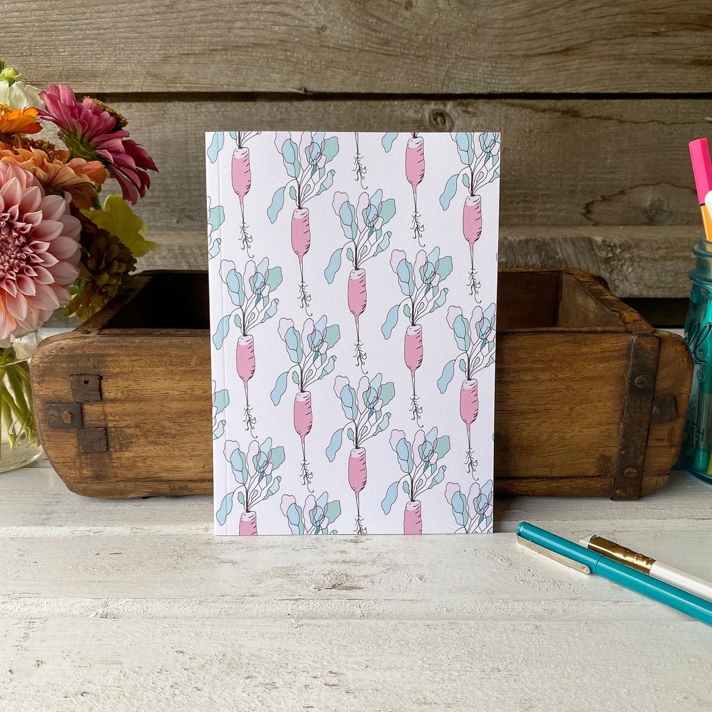French Breakfast Radish journal - tiny farmhouse by Amy McCoy