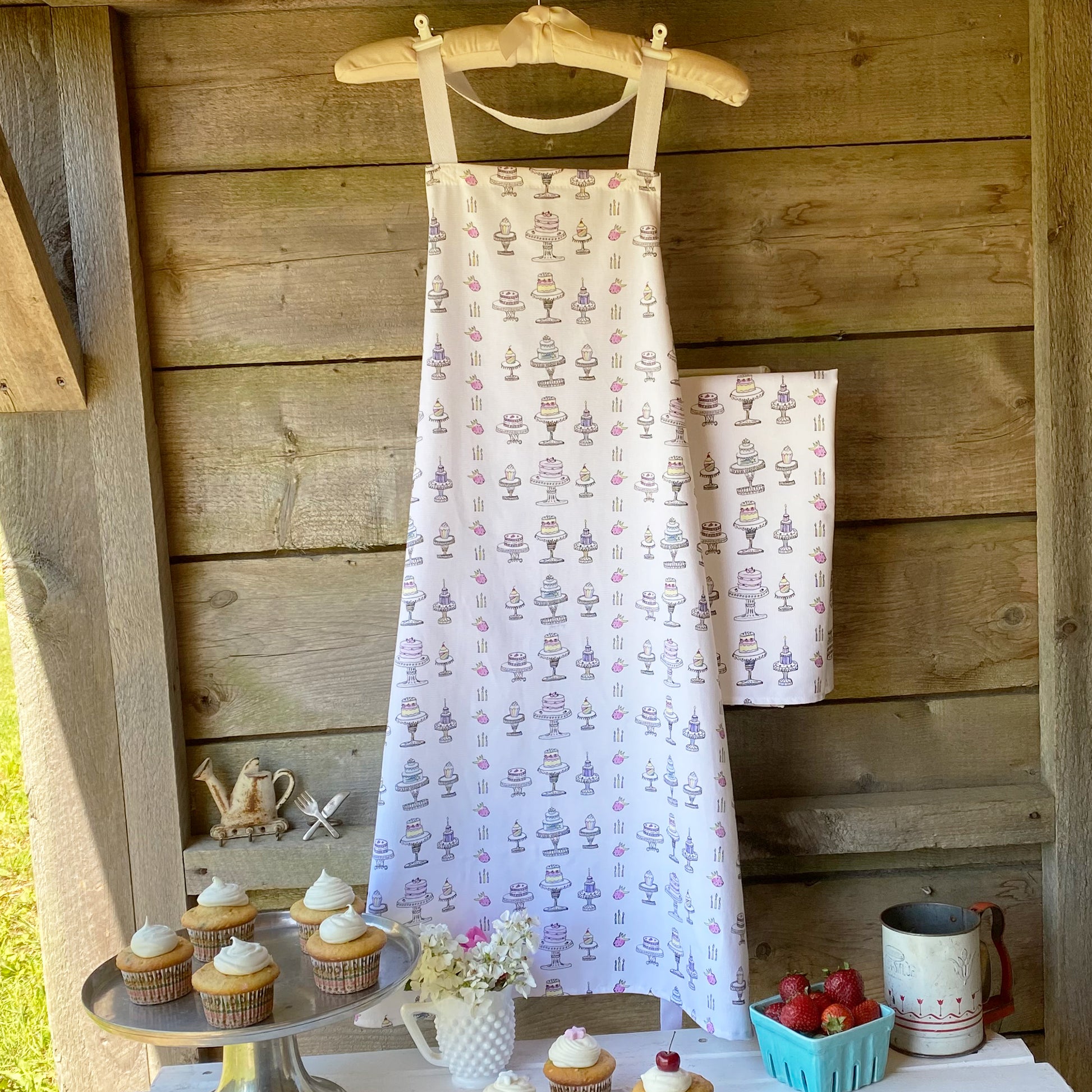 Cakes and Cupcakes Apron - tiny farmhouse by Amy McCoy
