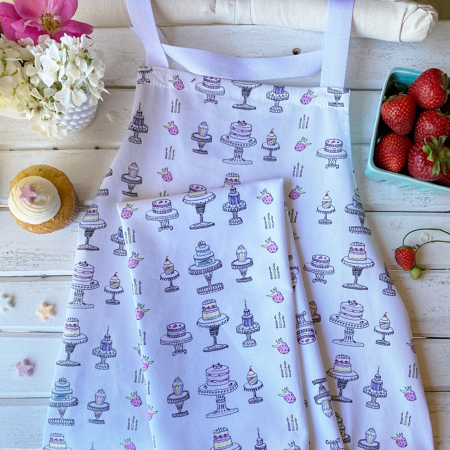 Cakes and Cupcakes Apron - tiny farmhouse by Amy McCoy