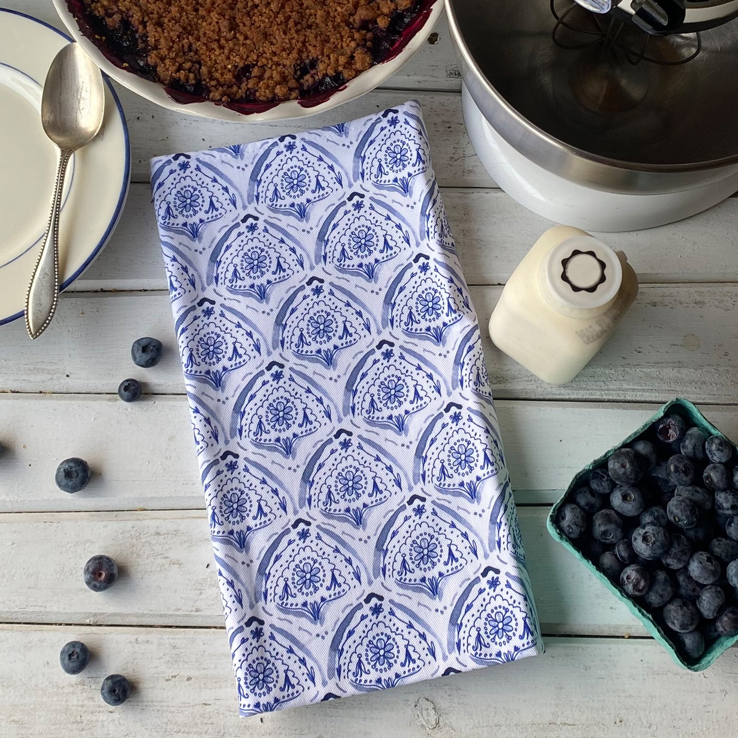 Summer by the Sea Indigo Tea Towel - tiny farmhouse by Amy McCoy
