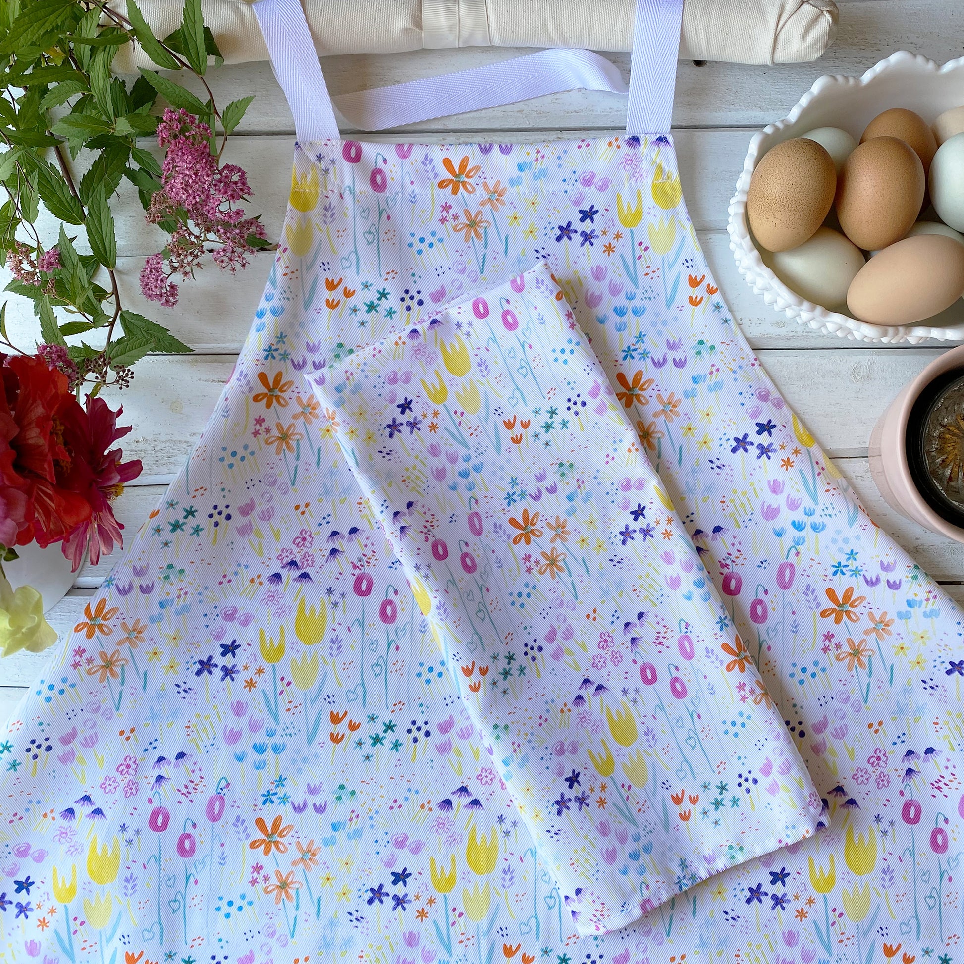 Yellow Tulip Garden Apron - tiny farmhouse by Amy McCoy