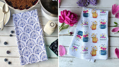 100% cotton tea towels featuring fun, hand illustrated patterns printed using eco-friendly inks