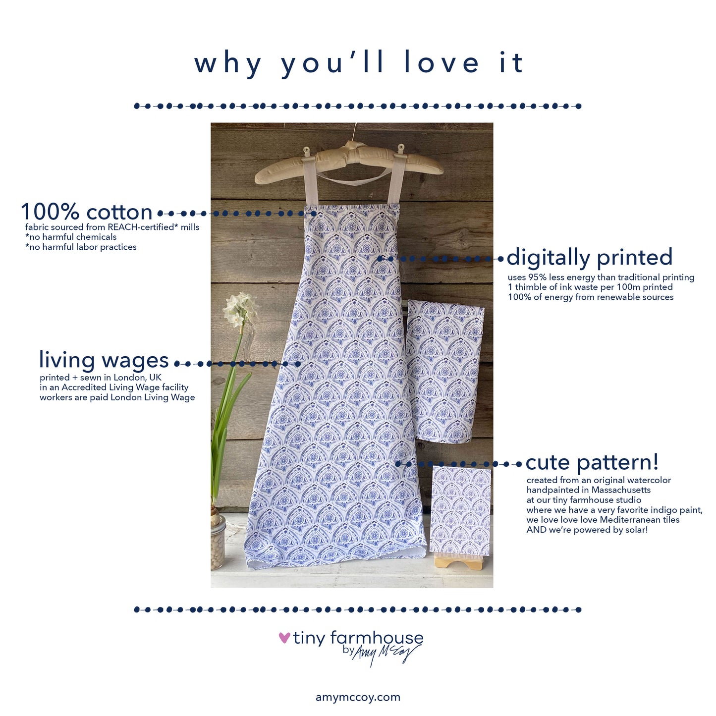 Summer by the Sea Indigo Apron