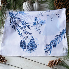 Festive Polar Bear and Tree Ornament tea towel - tiny farmhouse by Amy McCoy