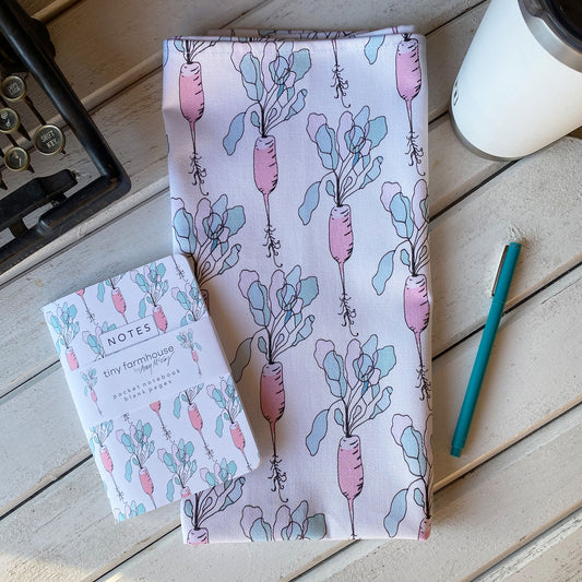 French Breakfast Radish Tea Towel - tiny farmhouse by Amy McCoy