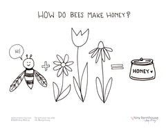 How do Bees Make Honey free coloring sheet - tiny farmhouse by Amy McCoy