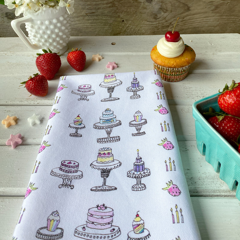 Cakes and Cupcakes Tea Towel - tiny farmhouse by Amy McCoy