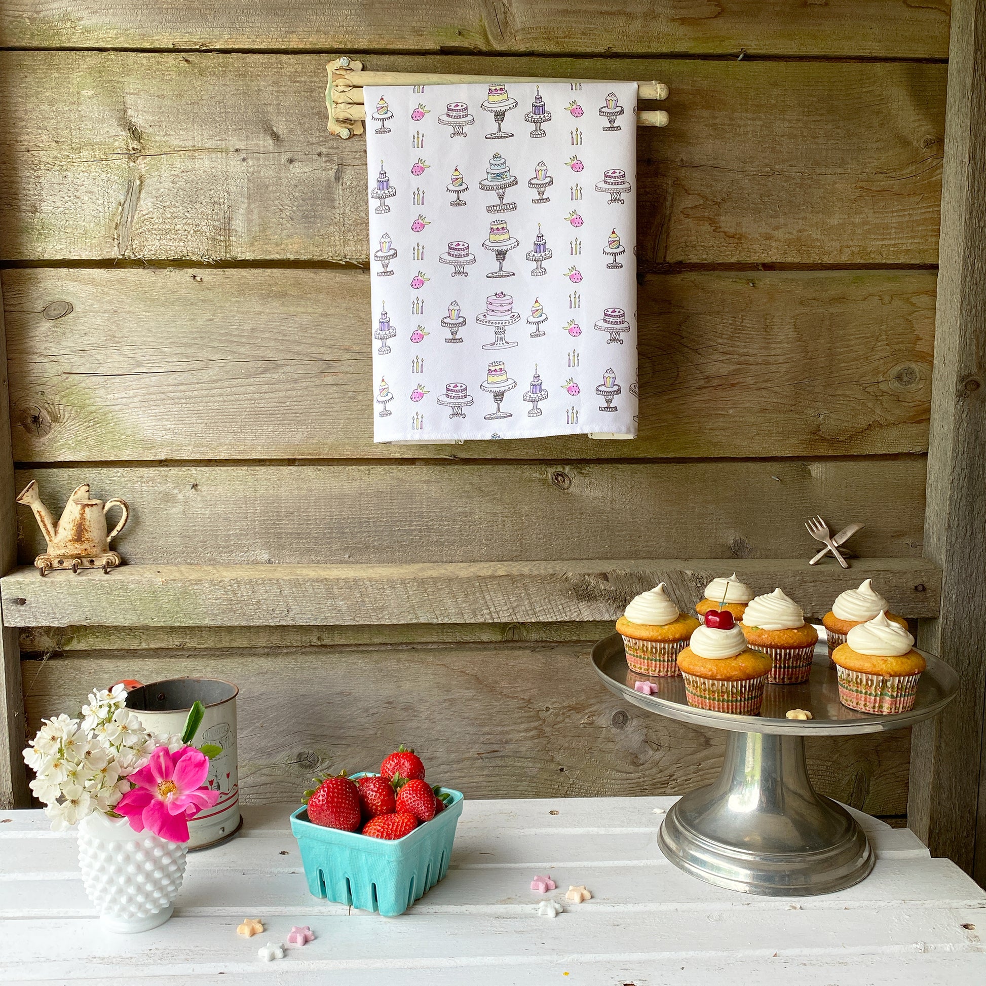 Cakes and Cupcakes Tea Towel - tiny farmhouse by Amy McCoy