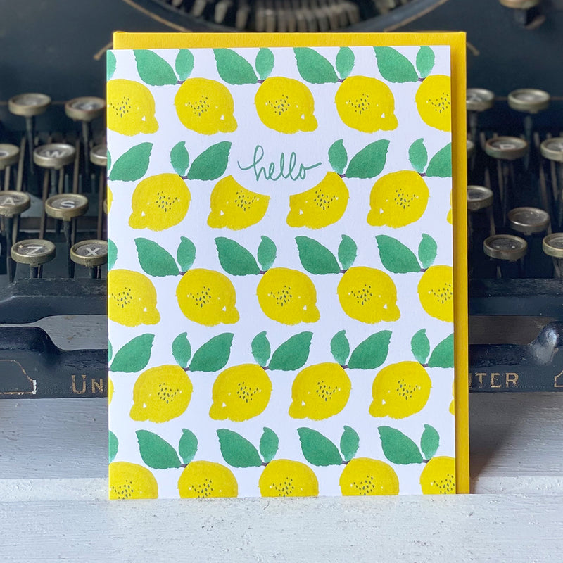Lemon Rows Hello card - tiny farmhouse by Amy McCoy