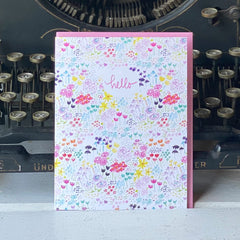 Pink Spring Hello card - tiny farmhouse by Amy McCoy