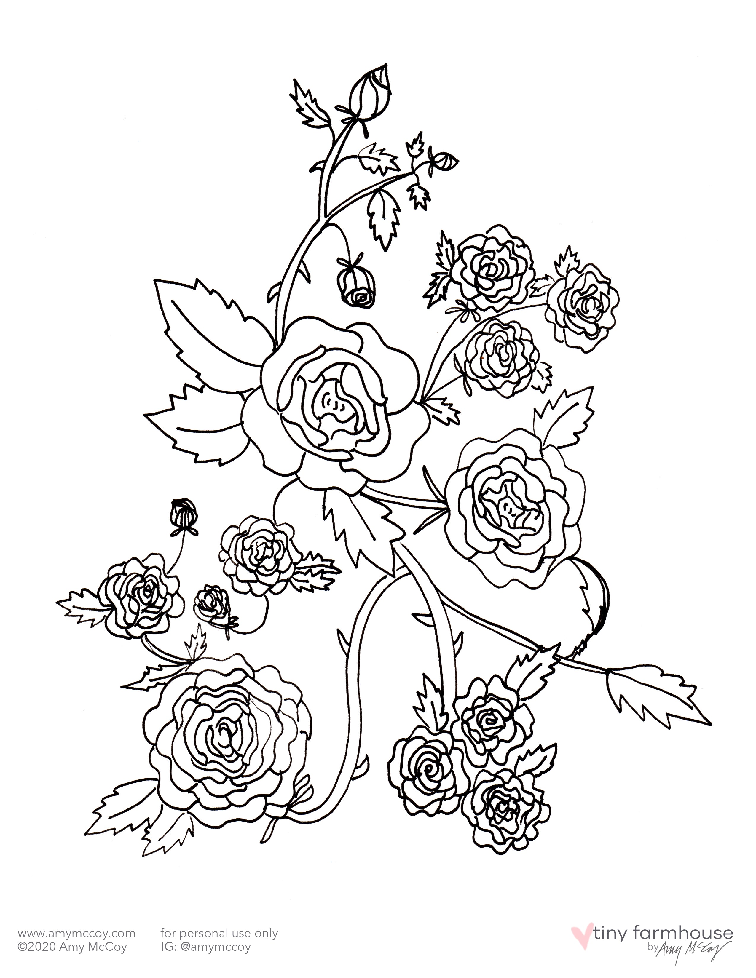 Yellow Roses Coloring Sheet Rose Drawing Coloring Pages