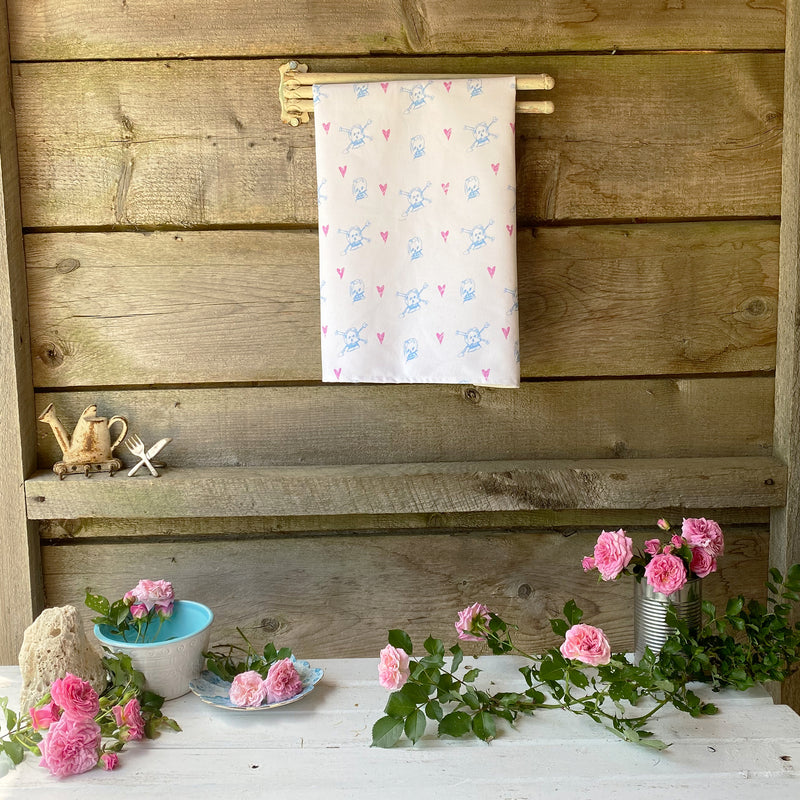 Skulls and Hearts Tea Towel - tiny farmhouse by Amy McCoy